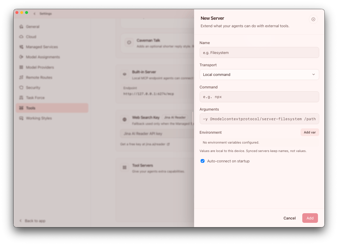 Add a new MCP tool server
