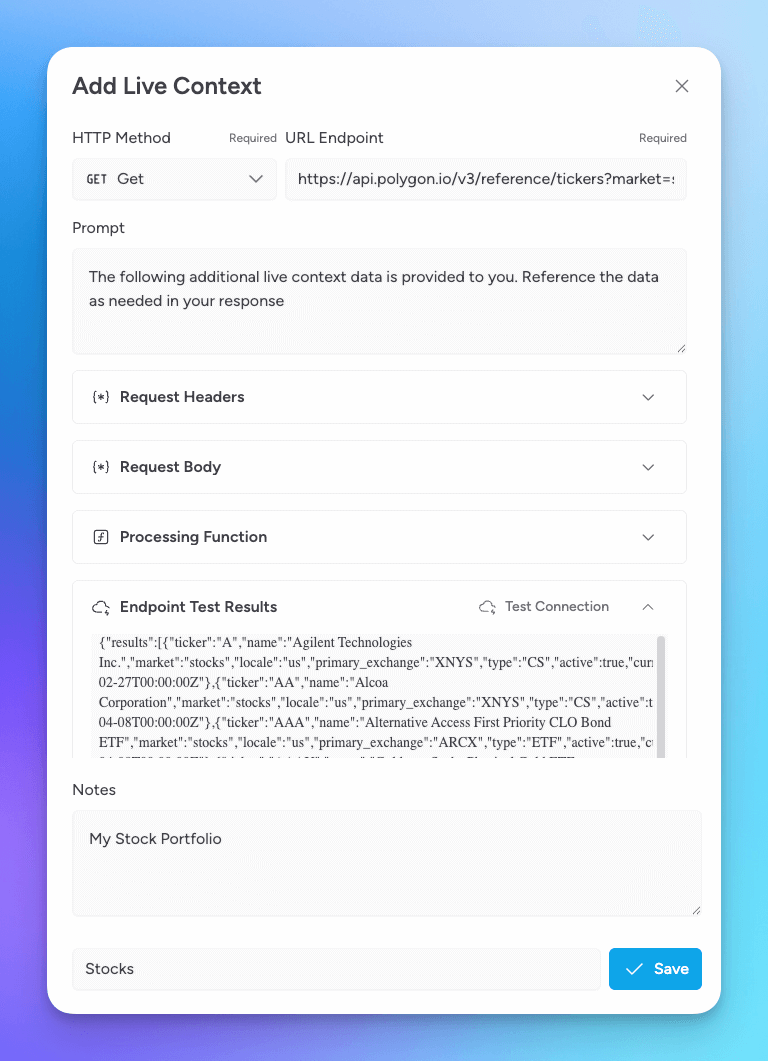 add live context